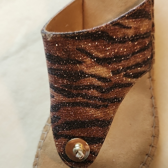 White Mountain Beachball Brown & Black Sparkle Wedge Sandals Size 7.5 - Picture 5 of 6